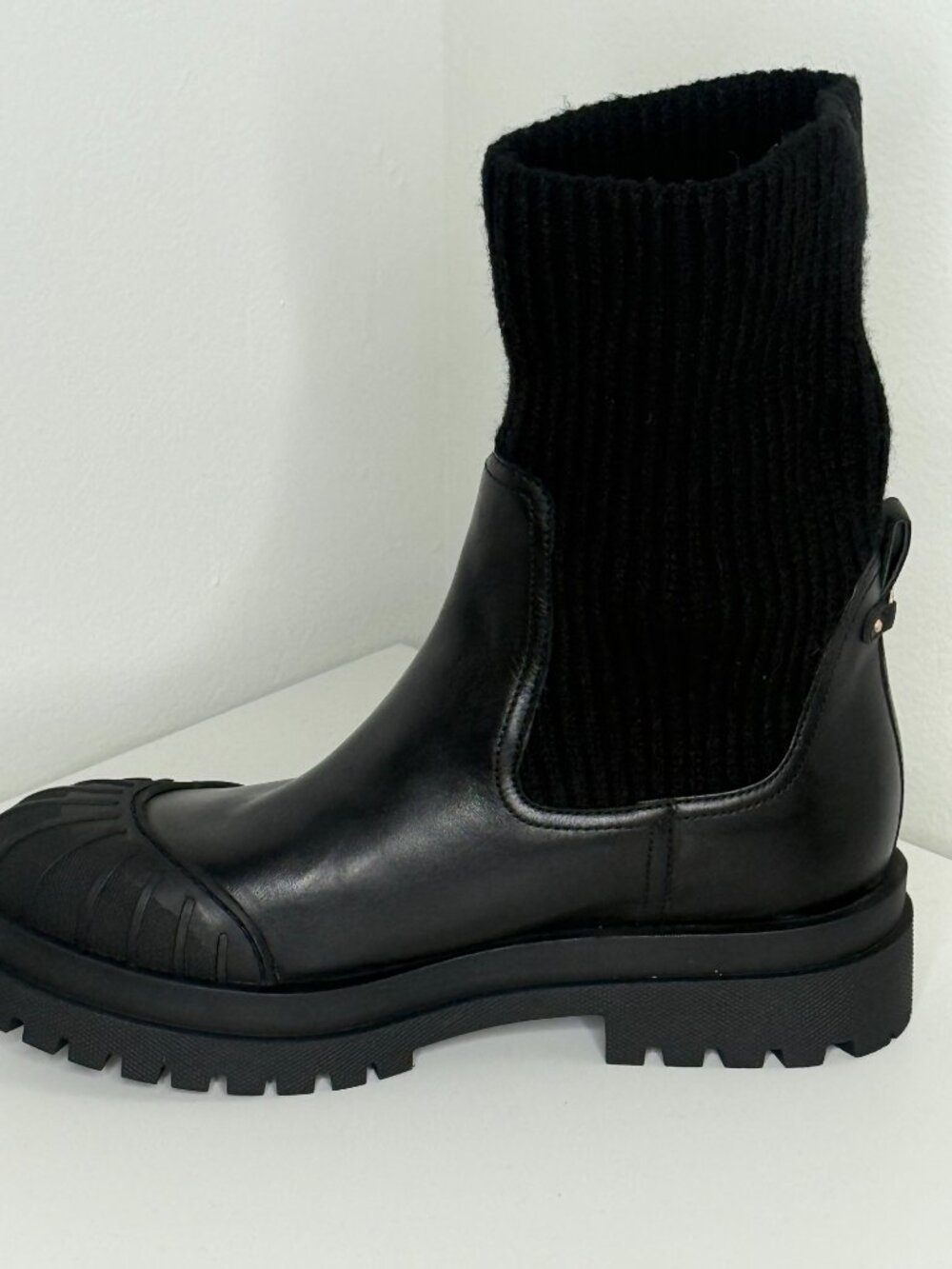 Sam Edelman Women's Steele Knit Chelsea Boot Black Leather 9M